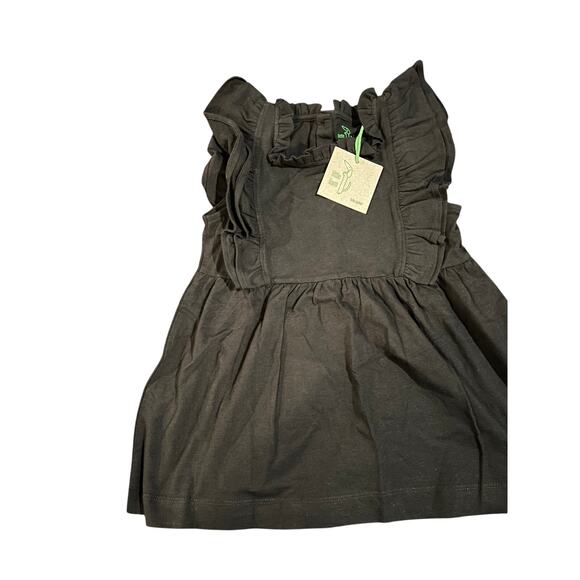 Kate Quinn Organics Other - NWT Kate Quinn Little Liam Sleeveless Black Ruffle Flutter Shirt Top Size 7y